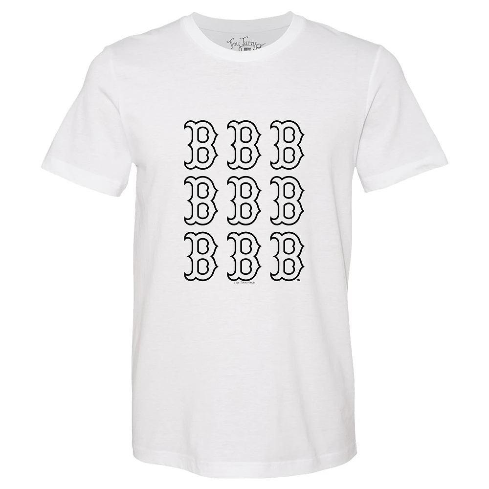 Women's Tiny Turnip White Boston Red Sox Logo Grid T-Shirt