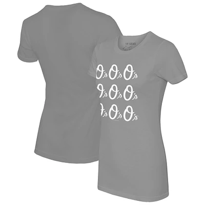 Women's Tiny Turnip Gray Baltimore Orioles Logo Grid T-Shirt