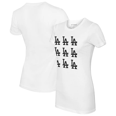 Women's Tiny Turnip White Los Angeles Dodgers Logo Grid T-Shirt