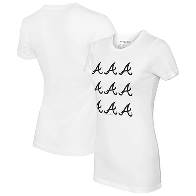 Women's Tiny Turnip White Atlanta Braves Logo Grid T-Shirt