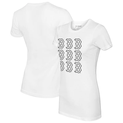 Women's Tiny Turnip White Boston Red Sox Logo Grid T-Shirt