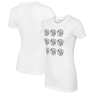 Women's Tiny Turnip White Milwaukee Brewers Logo Grid T-Shirt