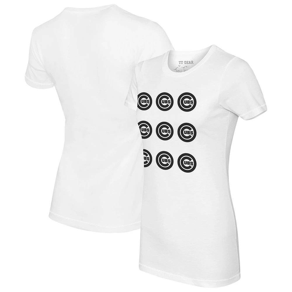 Women's Tiny Turnip White Chicago Cubs Logo Grid T-Shirt