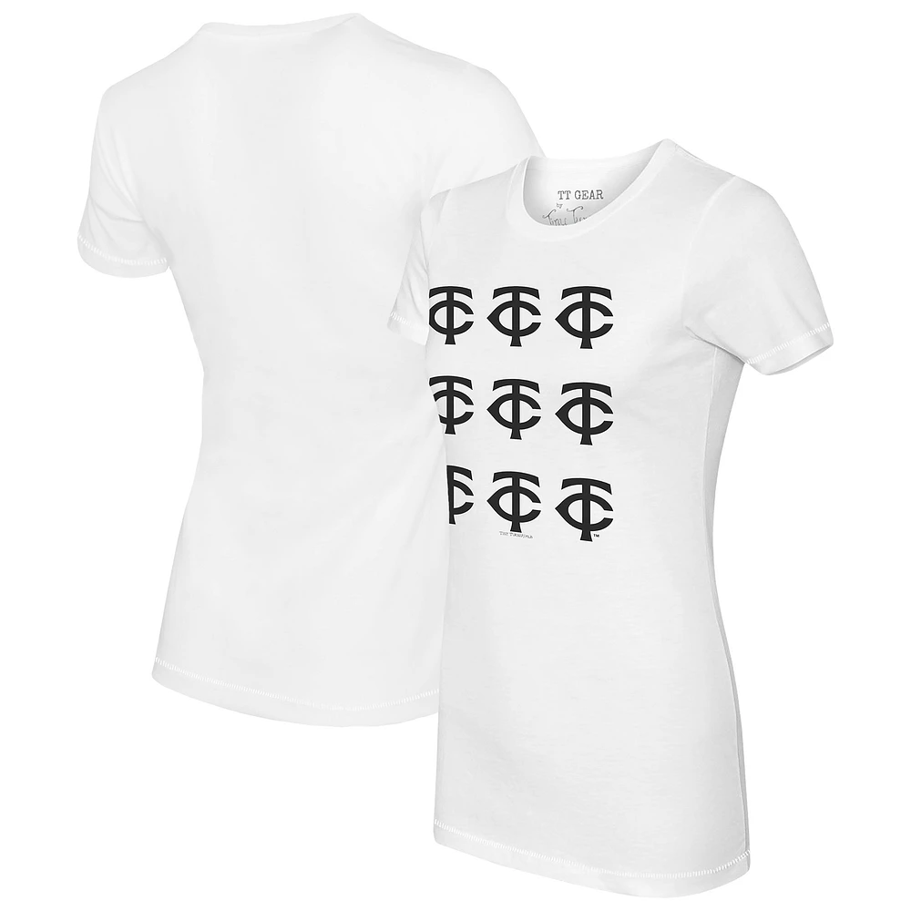 Women's Tiny Turnip White Minnesota Twins Logo Grid T-Shirt