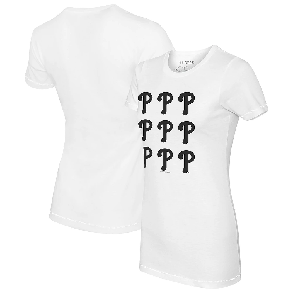Women's Tiny Turnip White Philadelphia Phillies Logo Grid T-Shirt
