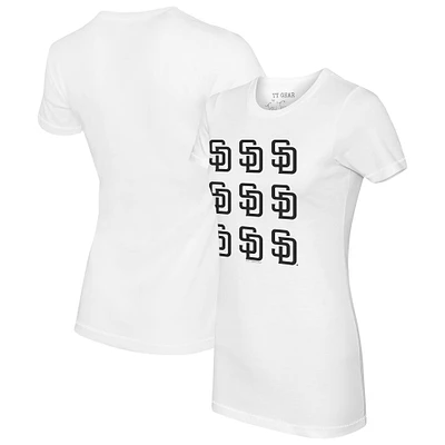 Women's Tiny Turnip White San Diego Padres Logo Grid T-Shirt