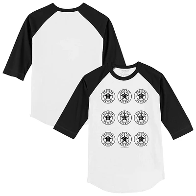 Youth Tiny Turnip White/Black Houston Astros Logo Grid Raglan 3/4-Sleeve T-Shirt