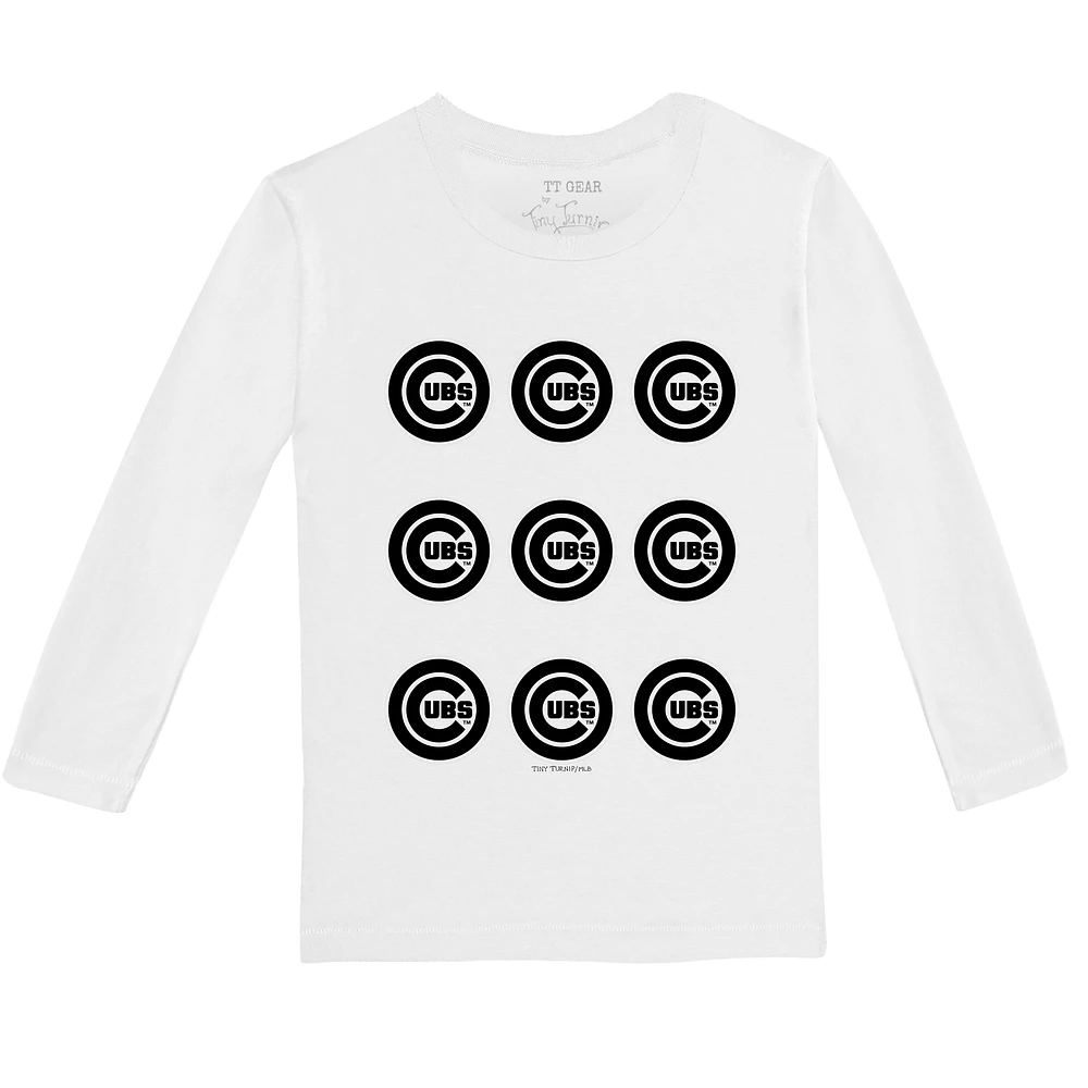 Youth Tiny Turnip White Chicago Cubs Logo Grid Long Sleeve T-Shirt
