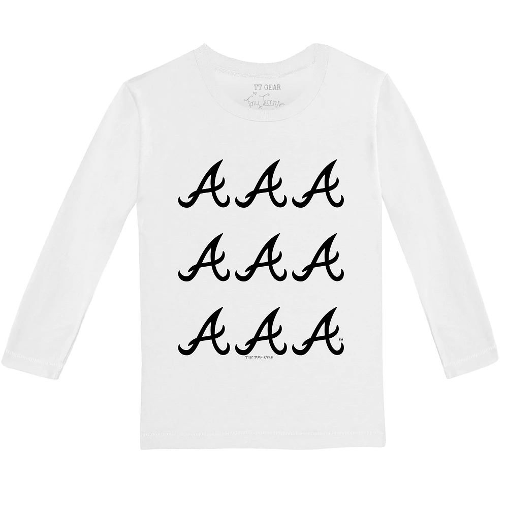 Youth Tiny Turnip White Atlanta Braves Logo Grid Long Sleeve T-Shirt