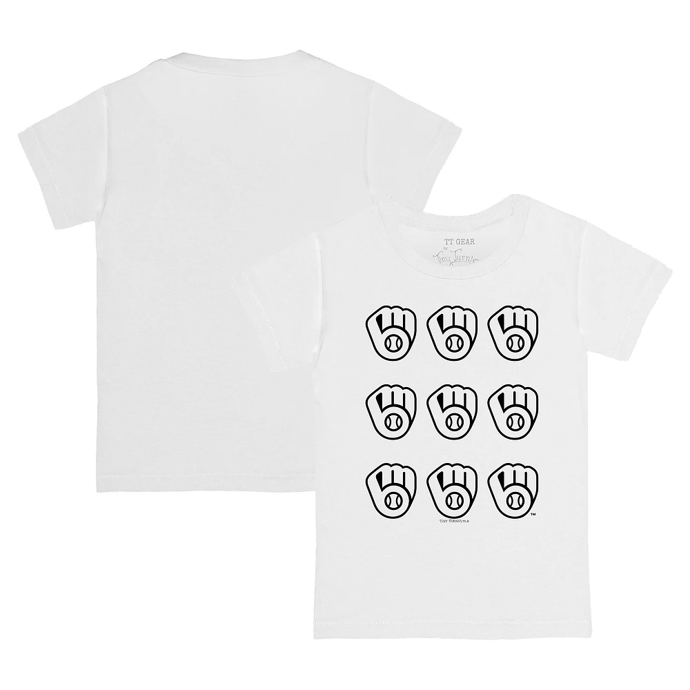 Youth Tiny Turnip White Milwaukee Brewers Logo Grid T-Shirt