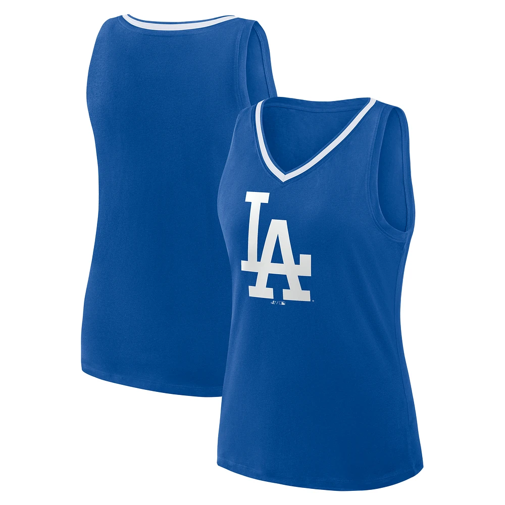 Women's Royal Los Angeles Dodgers Plus Sized Stellar Win V-Neck Tank Top