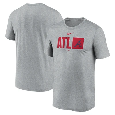 Men's Nike Heather Gray Atlanta Braves Tricode Legend Performance T-Shirt