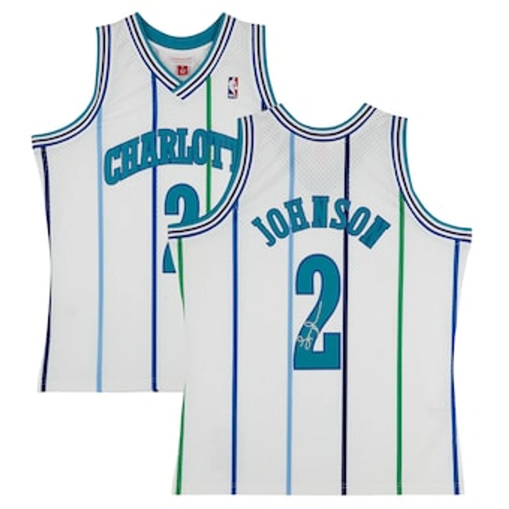Larry Johnson Charlotte Hornets Autographed Mitchell & Ness 1992-93 White Swingman Jersey