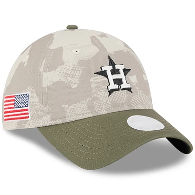 Women's New Era Light Beige/Olive Houston Astros 2025 Armed Forces Day 9TWENTY Adjustable Hat
