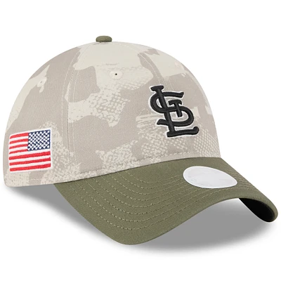 Women's New Era Light Beige/Olive St. Louis Cardinals 2025 Armed Forces Day 9TWENTY Adjustable Hat