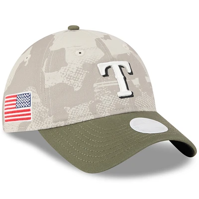 Women's New Era Light Beige/Olive Texas Rangers 2025 Armed Forces Day 9TWENTY Adjustable Hat