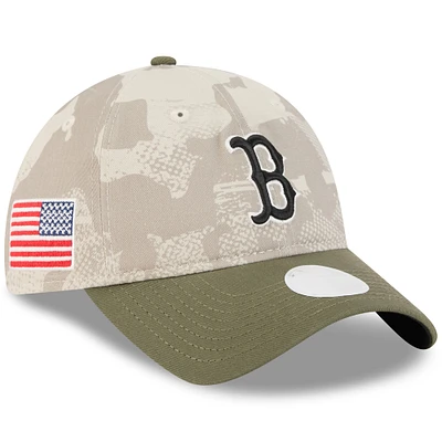 Women's New Era Light Beige/Olive Boston Red Sox 2025 Armed Forces Day 9TWENTY Adjustable Hat