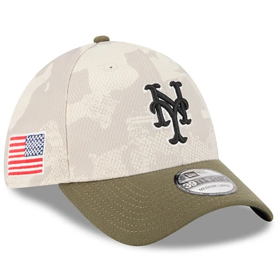 Men's New Era Light Beige/Olive New York Mets 2025 Armed Forces Day 39THIRTY Flex Hat