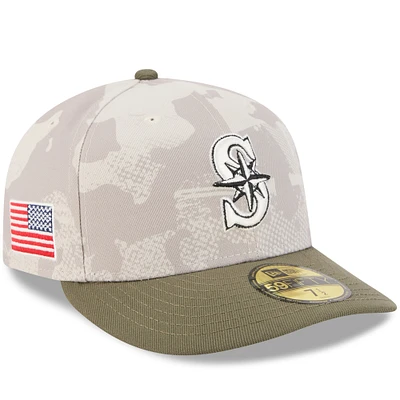 Men's New Era Light Beige/Olive Seattle Mariners 2025 Armed Forces Day 59FIFTY Fitted Hat