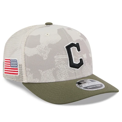 Men's New Era Light Beige/Olive Cleveland Guardians 2025 Armed Forces Day 9SEVENTY Stretch-Snap Hat