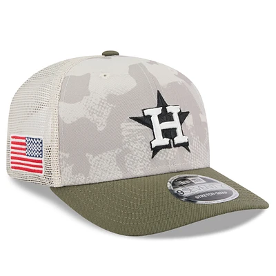 Men's New Era Light Beige/Olive Houston Astros 2025 Armed Forces Day 9SEVENTY Stretch-Snap Hat