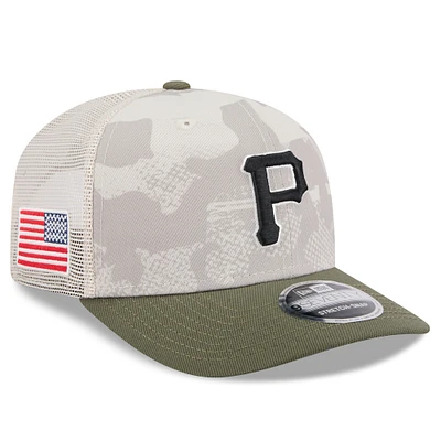 Men's New Era Light Beige/Olive Pittsburgh Pirates 2025 Armed Forces Day 9SEVENTY Stretch-Snap Hat