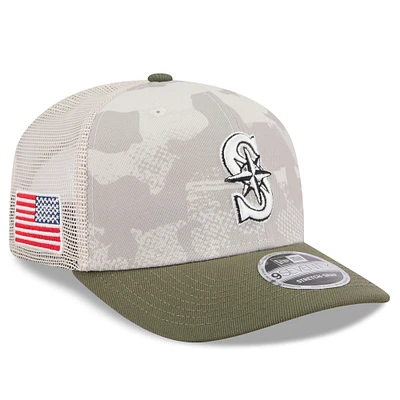 Men's New Era Light Beige/Olive Seattle Mariners 2025 Armed Forces Day 9SEVENTY Stretch-Snap Hat