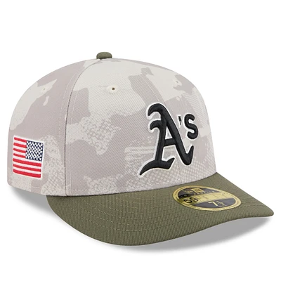 Men's New Era Light Beige/Olive Athletics 2025 Armed Forces Day Low Profile 59FIFTY Fitted Hat