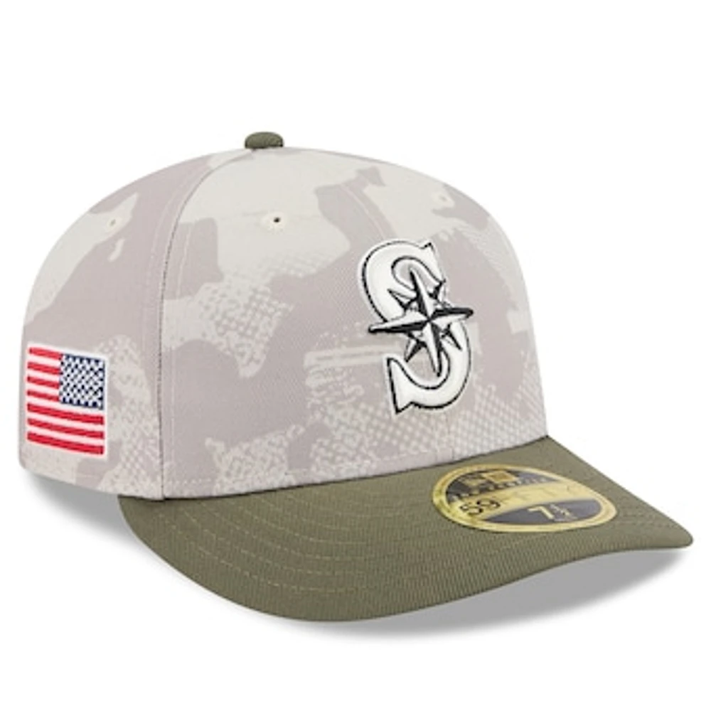 Men's New Era Light Beige/Olive Seattle Mariners 2025 Armed Forces Day Low Profile 59FIFTY Fitted Hat