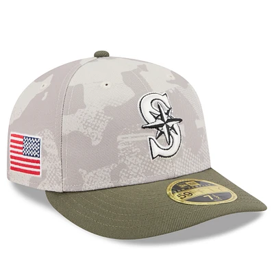 Men's New Era Light Beige/Olive Seattle Mariners 2025 Armed Forces Day Low Profile 59FIFTY Fitted Hat