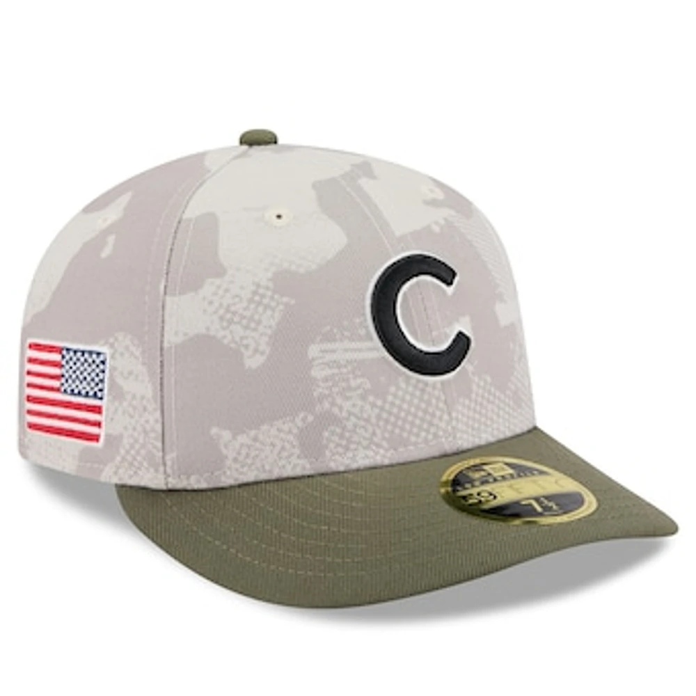 Men's New Era Light Beige/Olive Chicago Cubs 2025 Armed Forces Day Low Profile 59FIFTY Fitted Hat