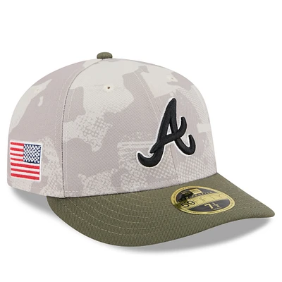 Men's New Era Light Beige/Olive Atlanta Braves 2025 Armed Forces Day Low Profile 59FIFTY Fitted Hat