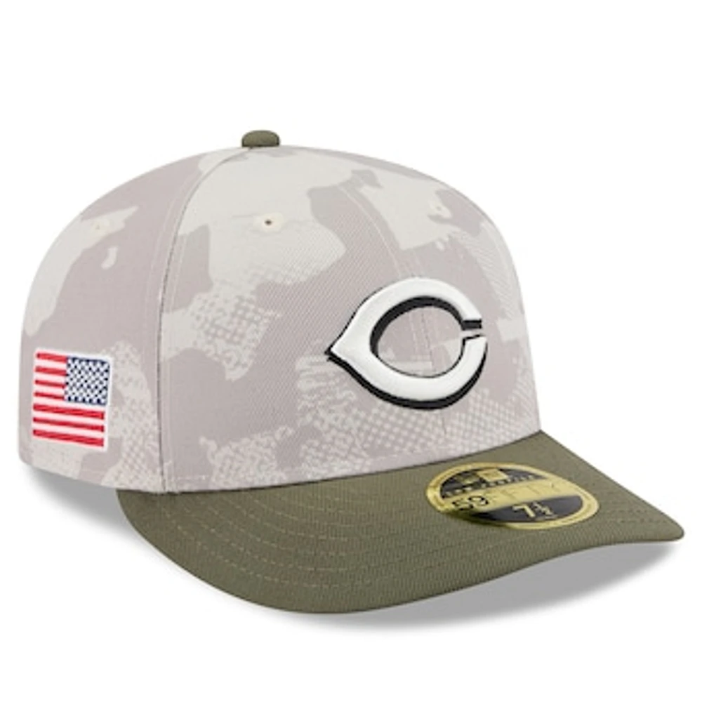 Men's New Era Light Beige/Olive Cincinnati Reds 2025 Armed Forces Day Low Profile 59FIFTY Fitted Hat