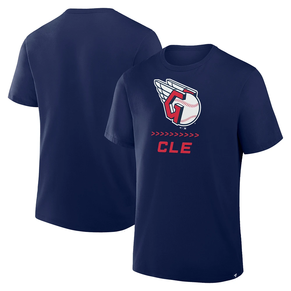Men's Fanatics Navy Cleveland Guardians Clubhouse Legacy Side Swipe T-Shirt