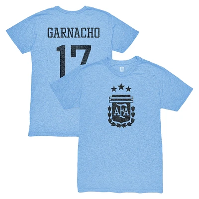 Men's 1863FC Alejandro Garnacho Light Blue Argentina National Team Player Vintage Tri-Blend T-Shirt