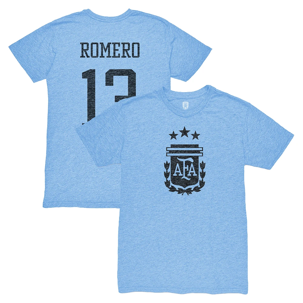 Men's 1863FC Cristian Romero Light Blue Argentina National Team Player Vintage Tri-Blend T-Shirt