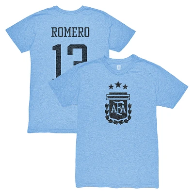 Men's 1863FC Cristian Romero Light Blue Argentina National Team Player Vintage Tri-Blend T-Shirt