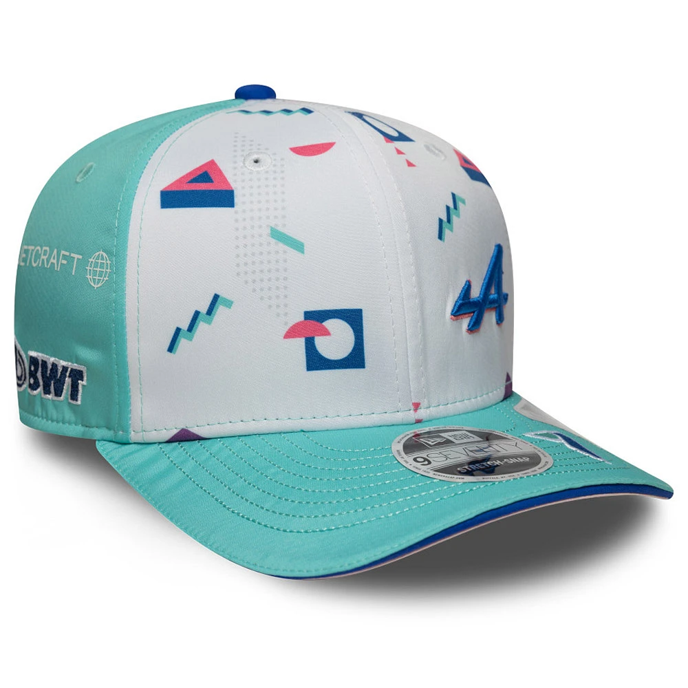 Men's New Era Jack Doohan White/Aqua Alpine 2025 Miami Grand Prix Driver Number 9SEVENTY Adjustable Hat