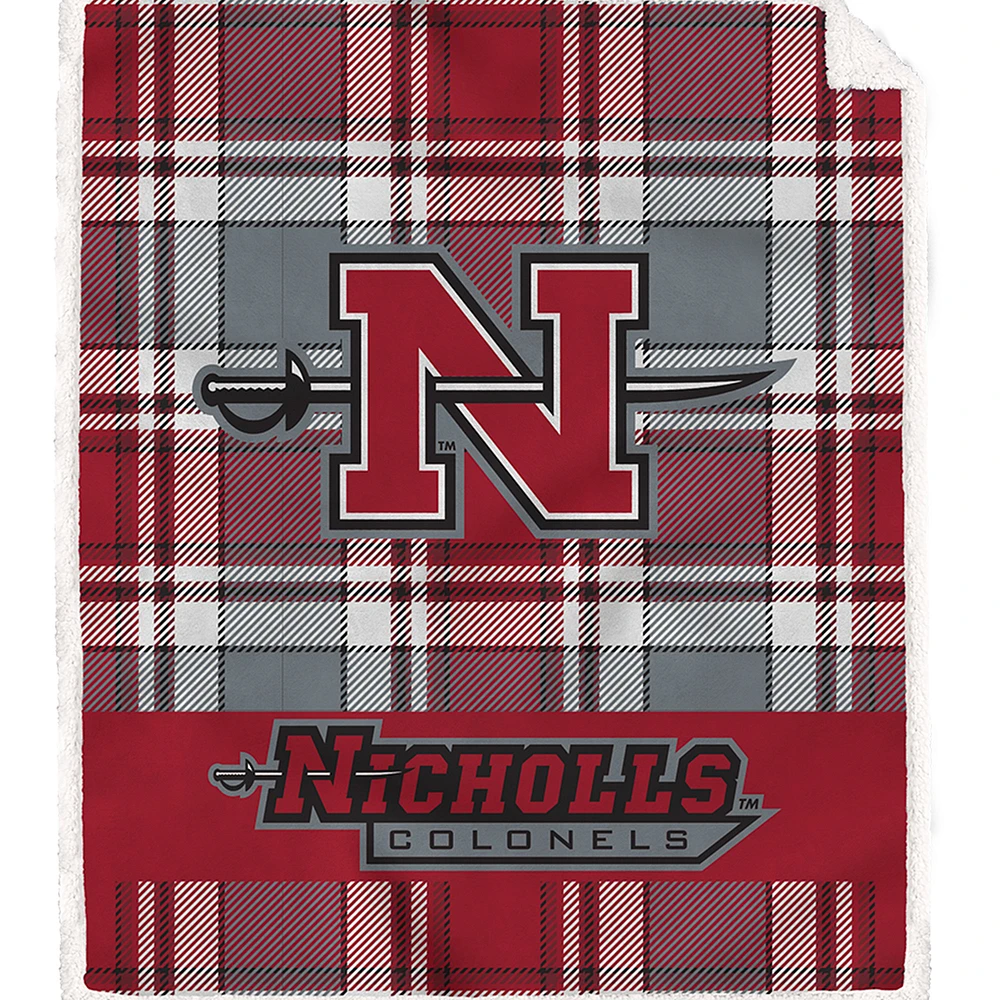 Pegasus Nicholls State Colonels 50" x 60" Bold Plaid Ultra Soft Sherpa Blanket