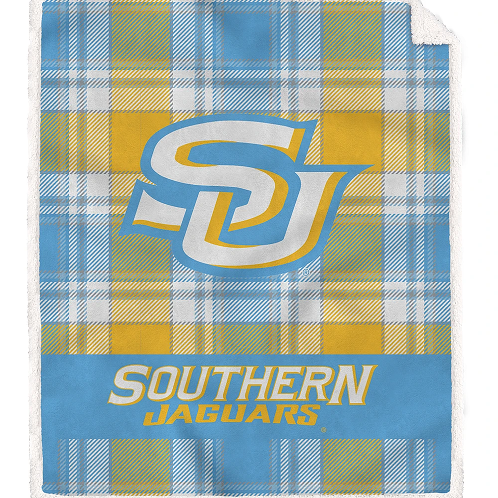 Pegasus Southern University Jaguars 50" x 60" Bold Plaid Ultra Soft Sherpa Blanket