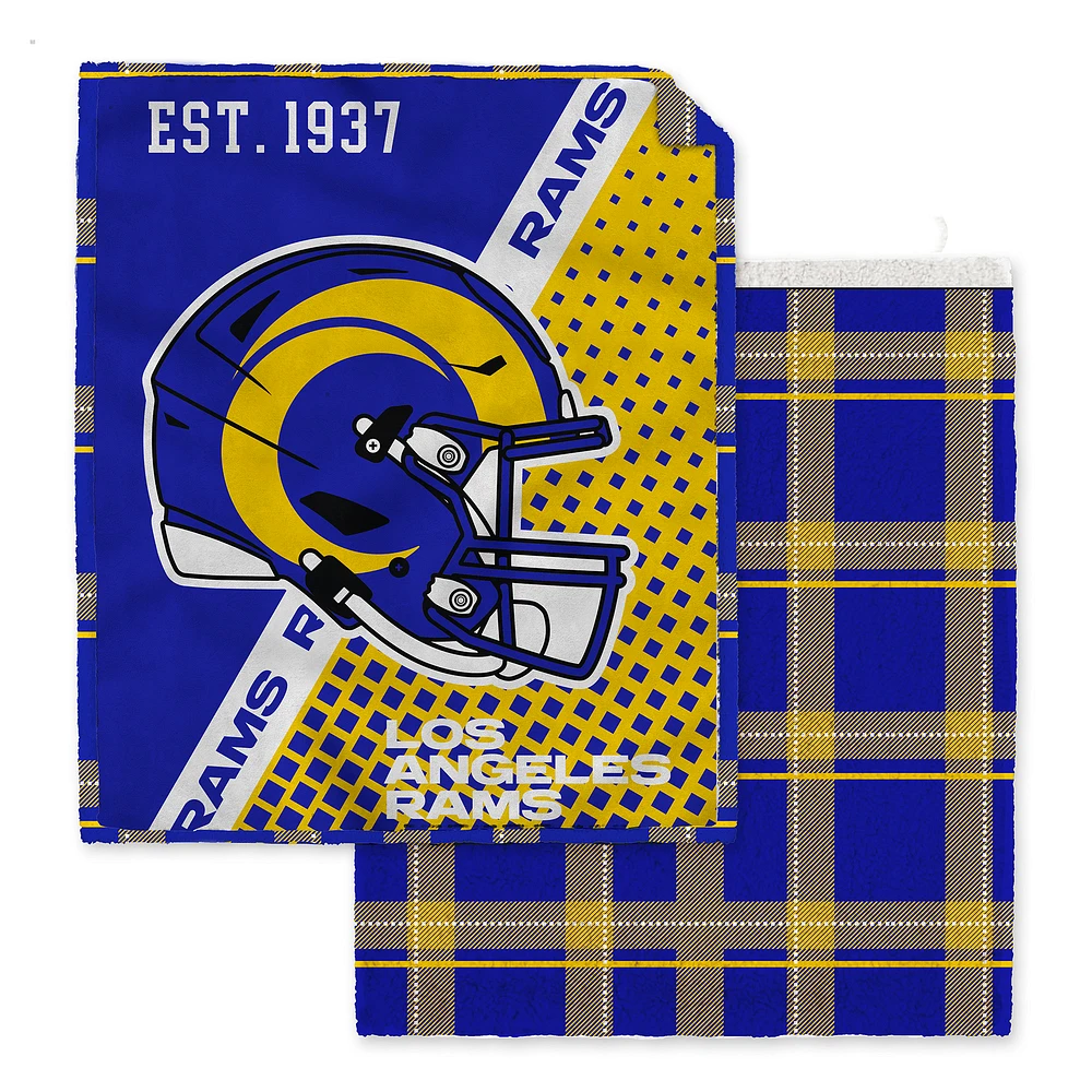 Pegasus Los Angeles Rams 60" x 80" Gradient Helmet Double-Sided Plaid Sherpa Blanket