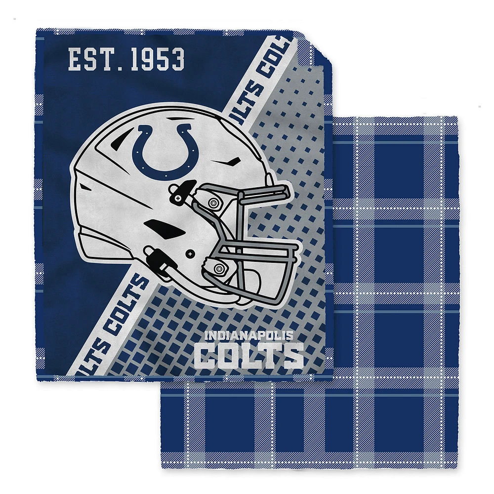 Pegasus Indianapolis Colts 60" x 80" Gradient Helmet Double-Sided Plaid Sherpa Blanket