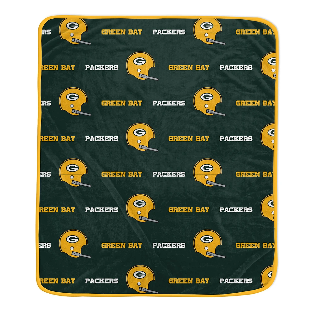 Pegasus Green Bay Packers 60" x 72" Repeat Helmet Wordmark Ultra Soft Blanket