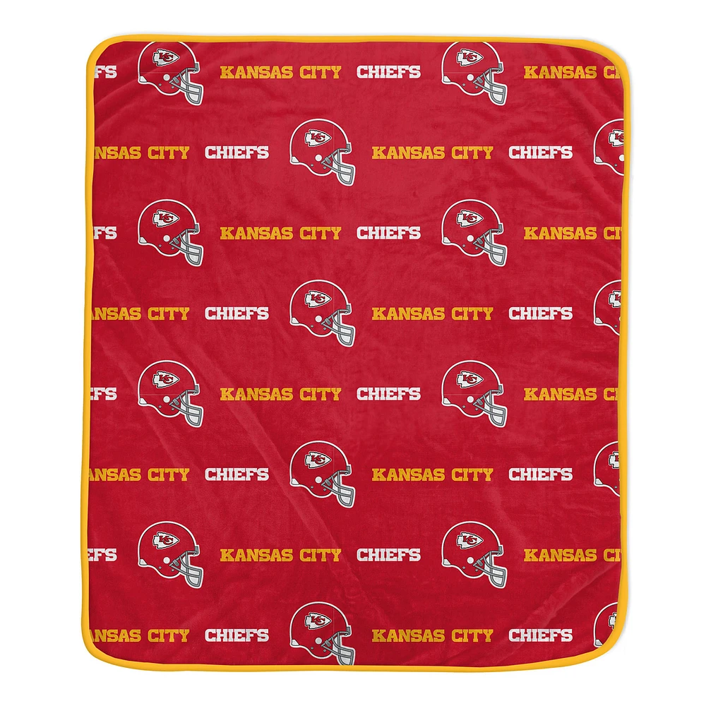 Pegasus Kansas City Chiefs 60" x 72" Repeat Helmet Wordmark Ultra Soft Blanket