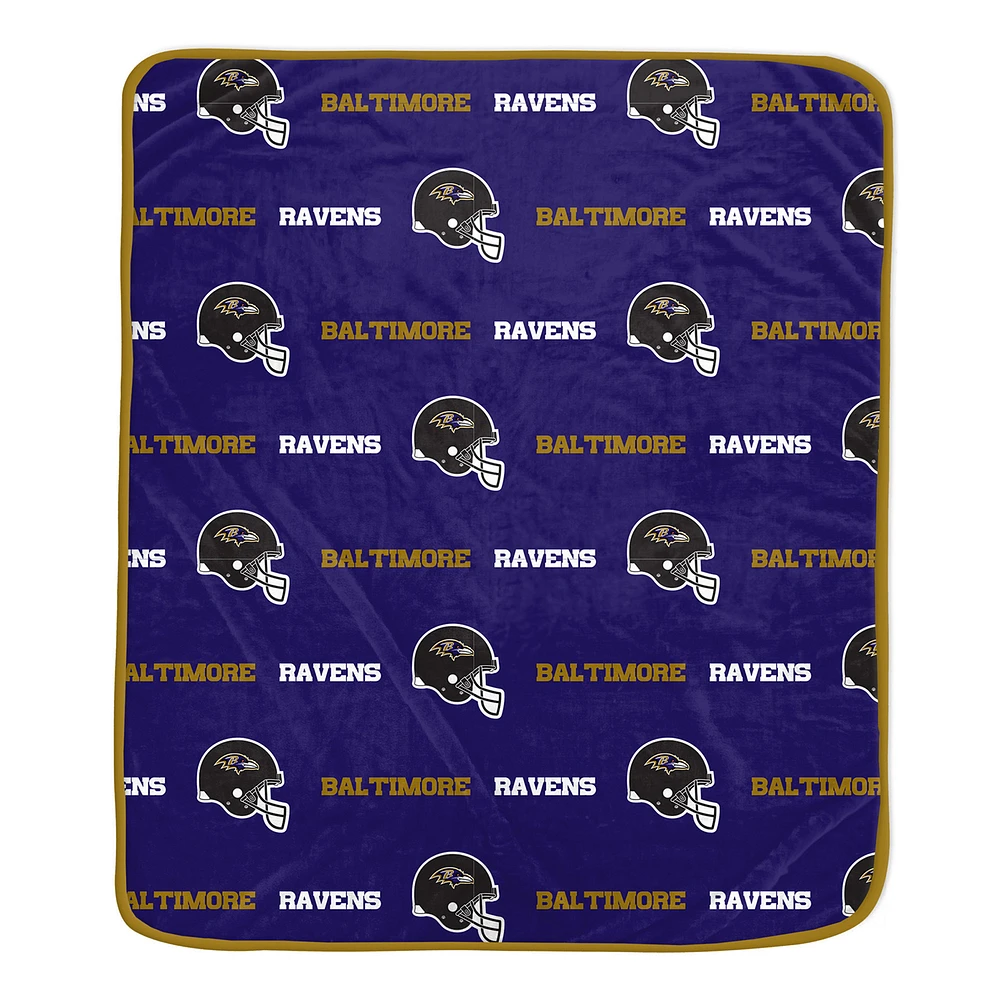 Pegasus Baltimore Ravens 60" x 72" Repeat Helmet Wordmark Ultra Soft Blanket