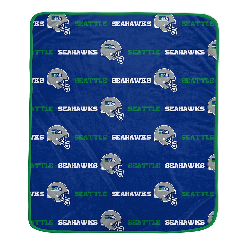 Pegasus Seattle Seahawks 60" x 72" Repeat Helmet Wordmark Ultra Soft Blanket
