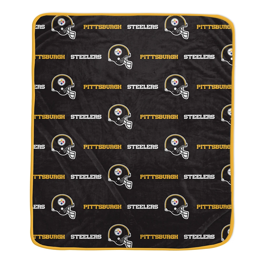 Pegasus Pittsburgh Steelers 60" x 72" Repeat Helmet Wordmark Ultra Soft Blanket