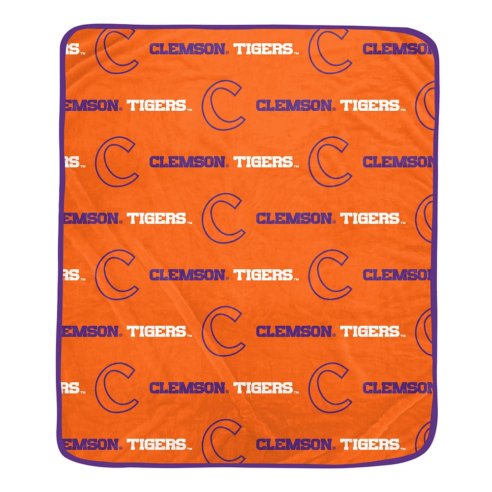 Pegasus Clemson Tigers 60" x 72" Repeat Logo Wordmark Ultra Soft Blanket