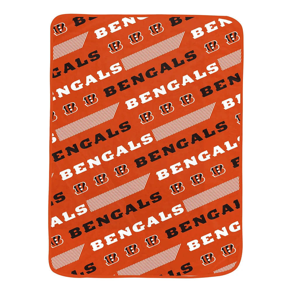 Pegasus Cincinnati Bengals 60" x 72" Slanted Half-Stripe Wordmark Ultra Soft Blanket
