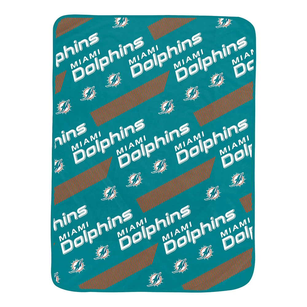 Pegasus Miami Dolphins 60" x 72" Slanted Half-Stripe Wordmark Ultra Soft Blanket